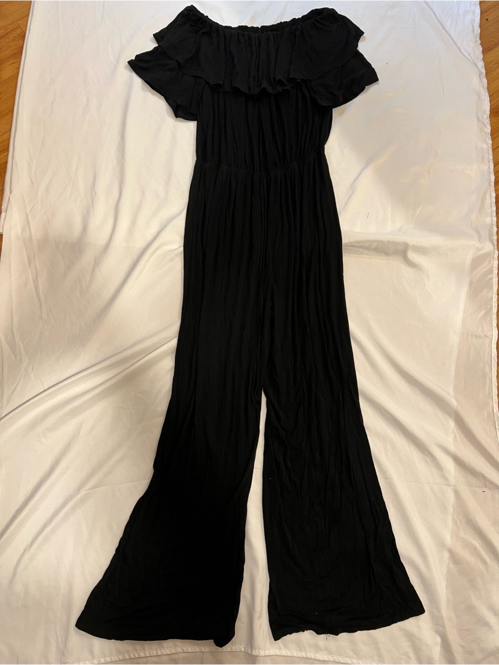 She + Sky Black Off-Shoulder Wide-Leg Jumpsuit